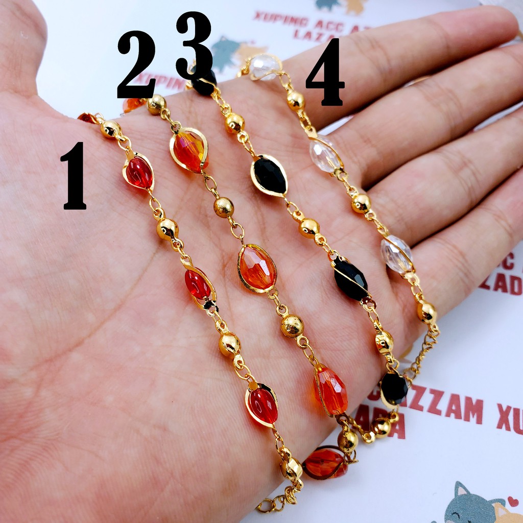 Gelang Xuping Gold Batu Warna Imitasi Merah Jingga Hitam Putih Shopee Indonesia