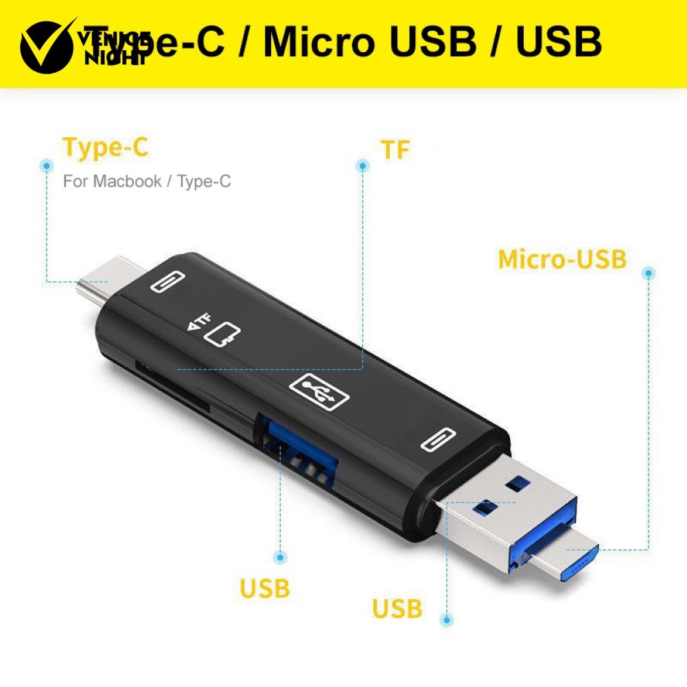 Card Reader OTG Adapter Micro USB 2.0 Type-C TF Security Digital