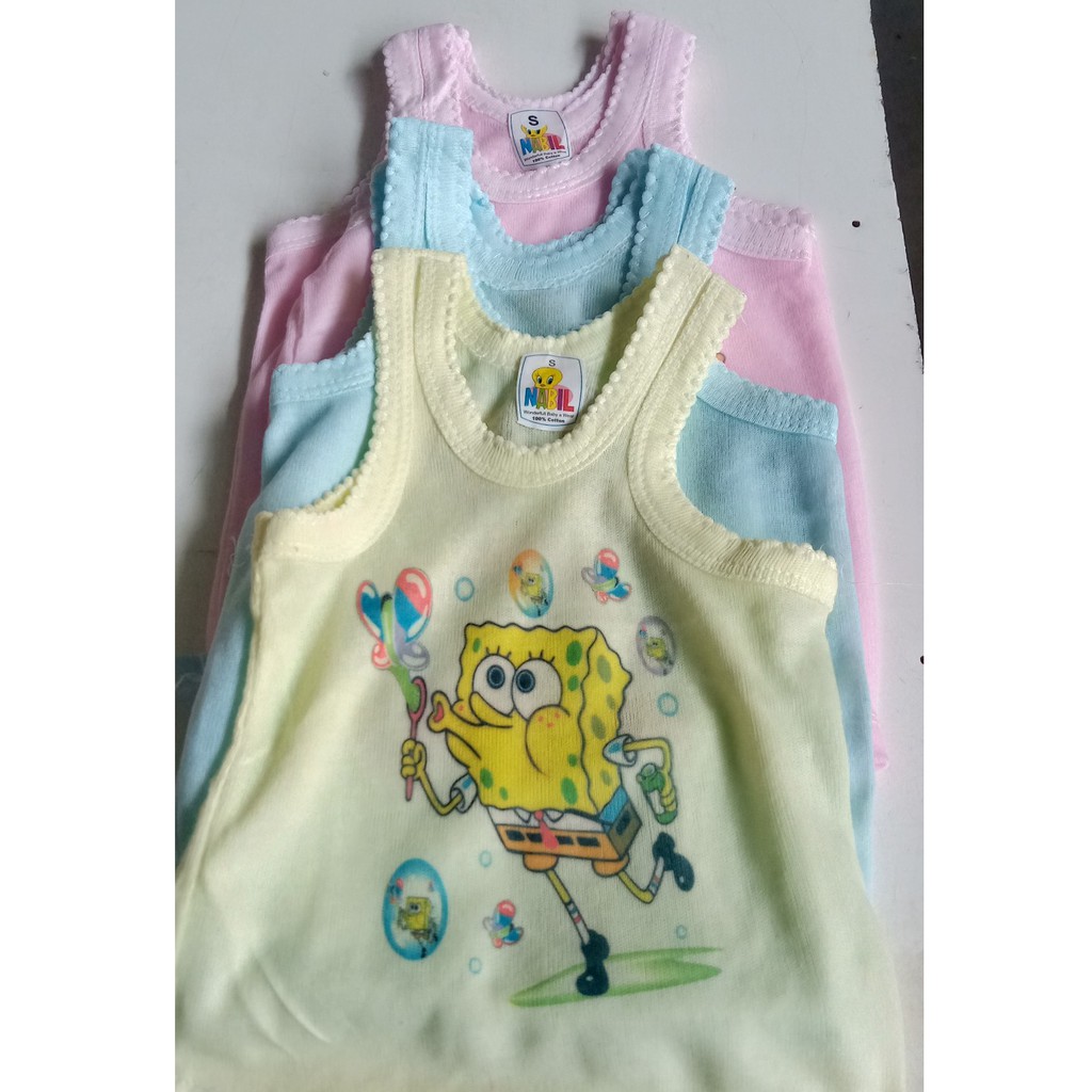 12 Pcs Singlet Anak Motif Bolong karakter / Singlet Anak Karakter / Kaos Dalam Anak Laki/Perempuan