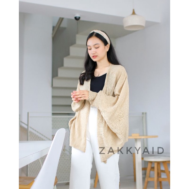 OVERA Cardigan | CARDIGAN KNIT OVERSIZE BATWING-Oat