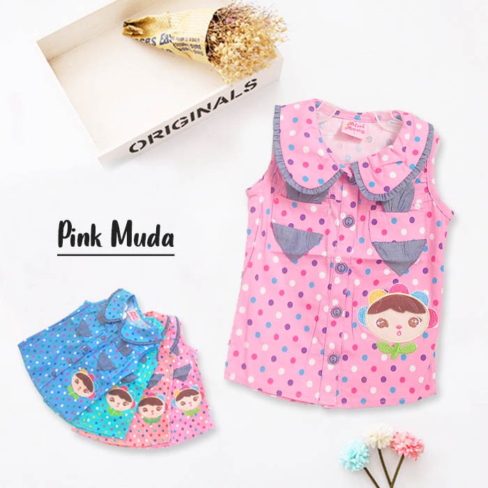 Kemeja Katun Anak Murah Atasan Anak Berkerah Kemeja Anak Perempuan Baju Anak Kerah Polkadot