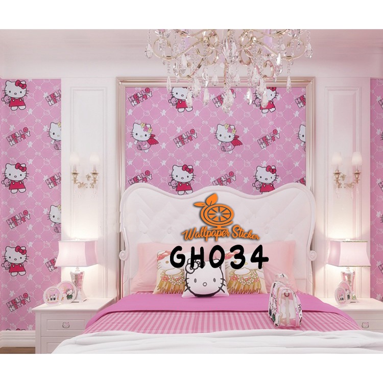 PAKET PROMO 5 ROLL Wallpaper Stiker Dinding Wallpaper Stiker Ruang Tamu Wallpeper Tembok Kamar Tidur 3d Karakter &amp; Elegant Murah MOTIF KARAKTER DORAEMON / HELLO KITTY