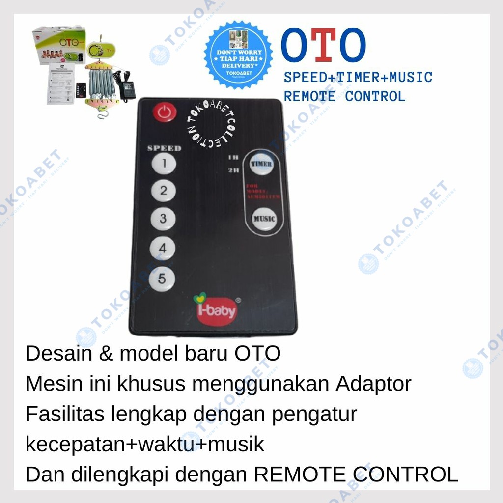 Mesin ayunan bayi otomatis OTO Remote Control Timer Music Speed  perlengkapan tidur baby TOKOABET