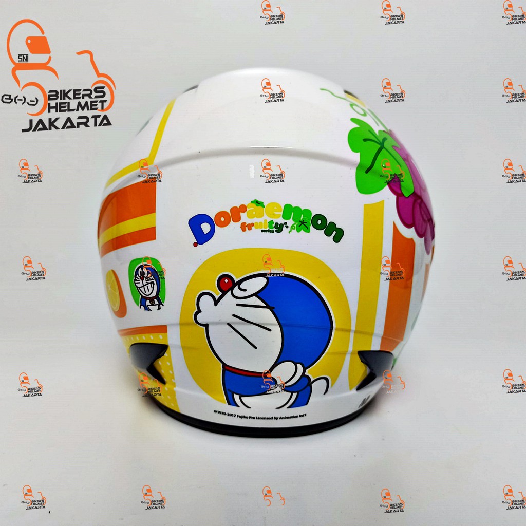 MDS HELM R3 DORAEMON FRUITY WHITE ORANGE HALF FACE DEWASA