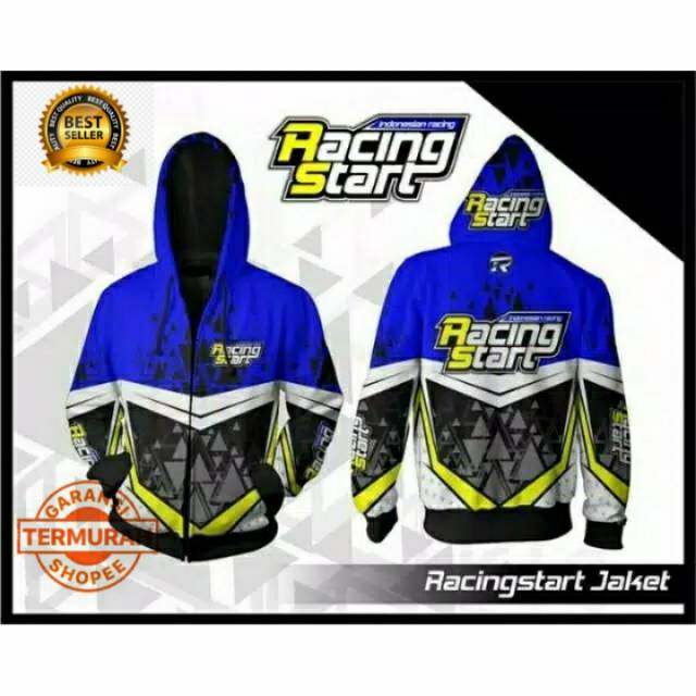  JAKET BALAP JERSEY RACING START WARNA BIRU HANGAT Sweater 