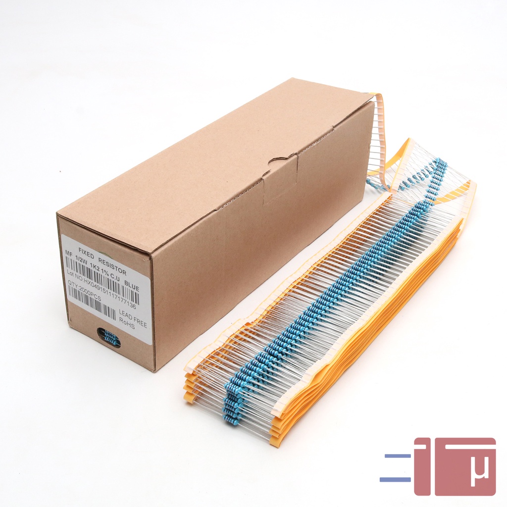 x10 Resistor 1K2 1.2K 1/2W Metal Film 1% Taiwan Kaki Tembaga