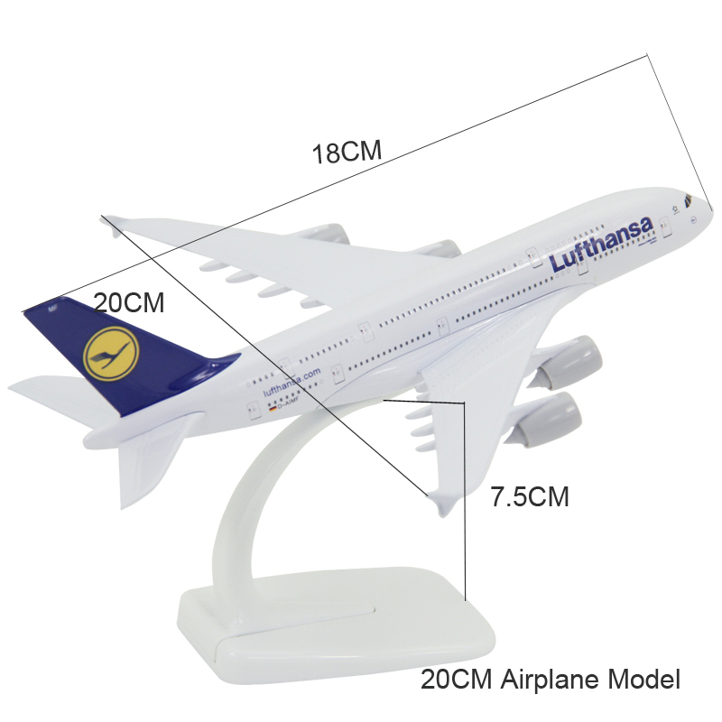 Miniatur Diecast Pesawat Terbang Deutsche Lufthansa AG A380 380 Bahan Metal Ukuran 16CM / 20CM