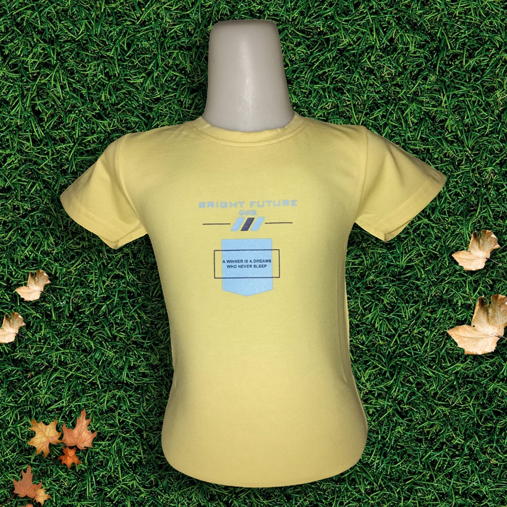 Kaos Anak Tangan Pendek Tshirt Gugel Kids Premium, Motif BRIGHT FUTURE