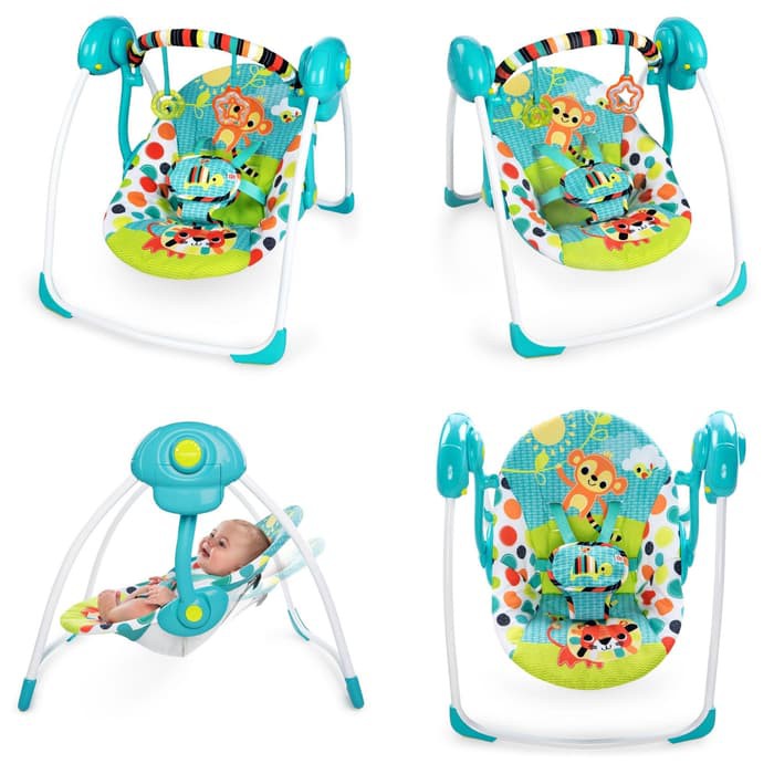 Ayunan Bayi Elektrik - Bright Star Kaleidoscope Safari Portable Swing 10624 | Bisa Ayun Musik