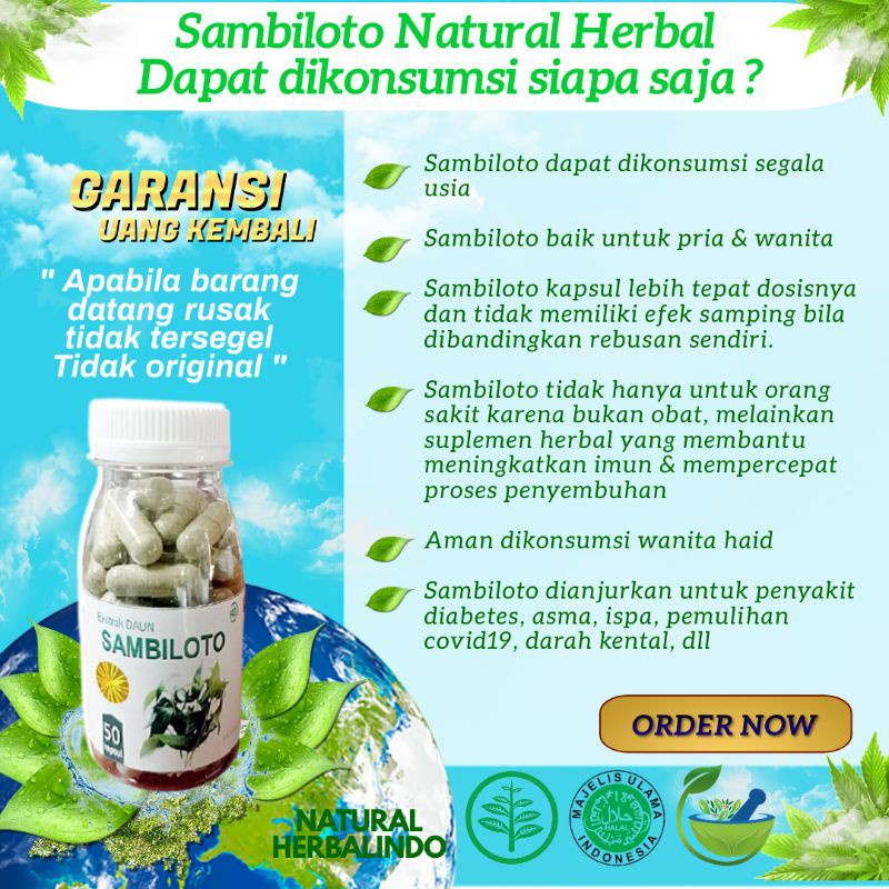 

KAPSUL OBAT SAMBILOTOdiabetes herbal suplemen kesehatan imunitas anti kanker kencing manis