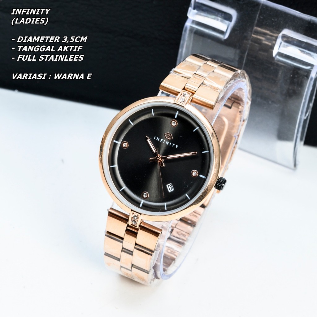 JAM TANGAN WANITA FASHION RANTAI BODY BULAT TANGGAL AKTIF