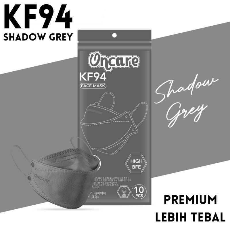 MASKER KF94 ONCARE DEWASA WARNA SHADOW GREY ABU ISI 10PCS MASKER KF94 DEWASA