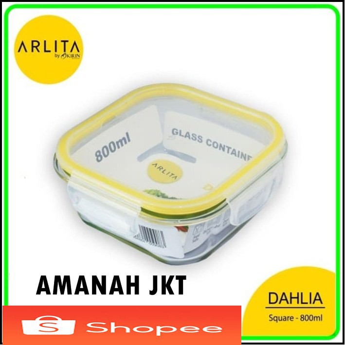 terlaris produk  ARLITA DAHLIA SQUARE YELLOW Glass Container 800 ML - BY KIRIN   bisa di pesan ya