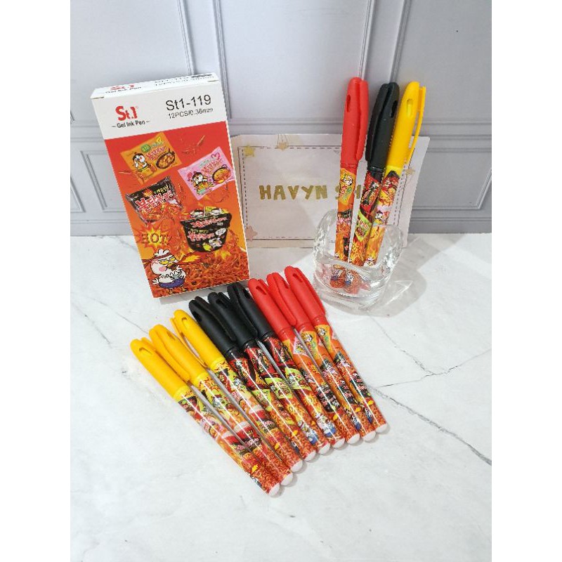 (12pc) pen gel/pen motif makanan minuman/pulpen lucu/pen mie/pen fancy-SAMYANG 119