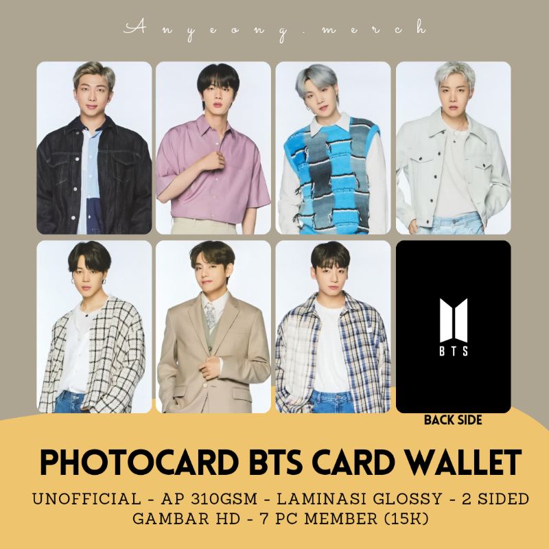 (COD) PHOTOCARD BTS UNOFFICIAL CARD WALLET - LAMINASI GLOSSY TEBAL AP310Gr