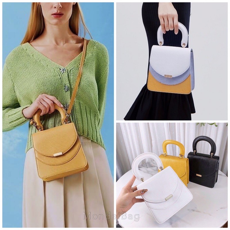 ORIGINAL  Pedro mini lizard croc effect top handle bag / tas wanita pdro croco