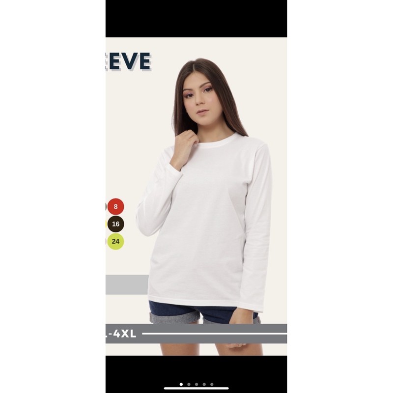 kaos polos lengan panjang T zone putih ukuran xl (preloved)