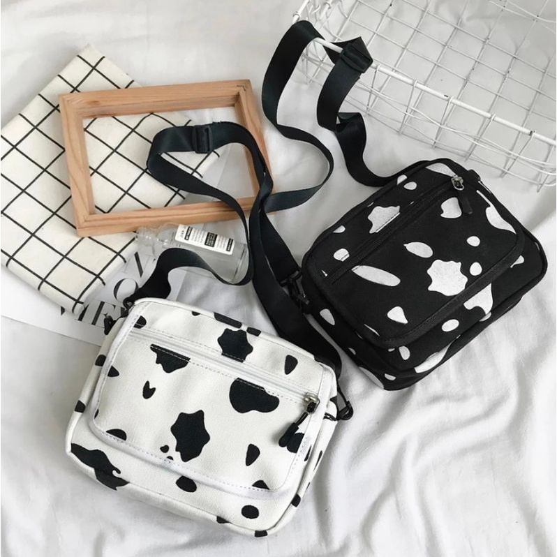 Tas Slingbag Tas selempang motif sapi lucu Korean style