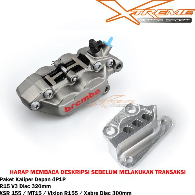 Breket Kaliper WR3 Depan Yamaha R15 V3 With Brembo 4P1P OriginaL XTR-MTS78 Juara