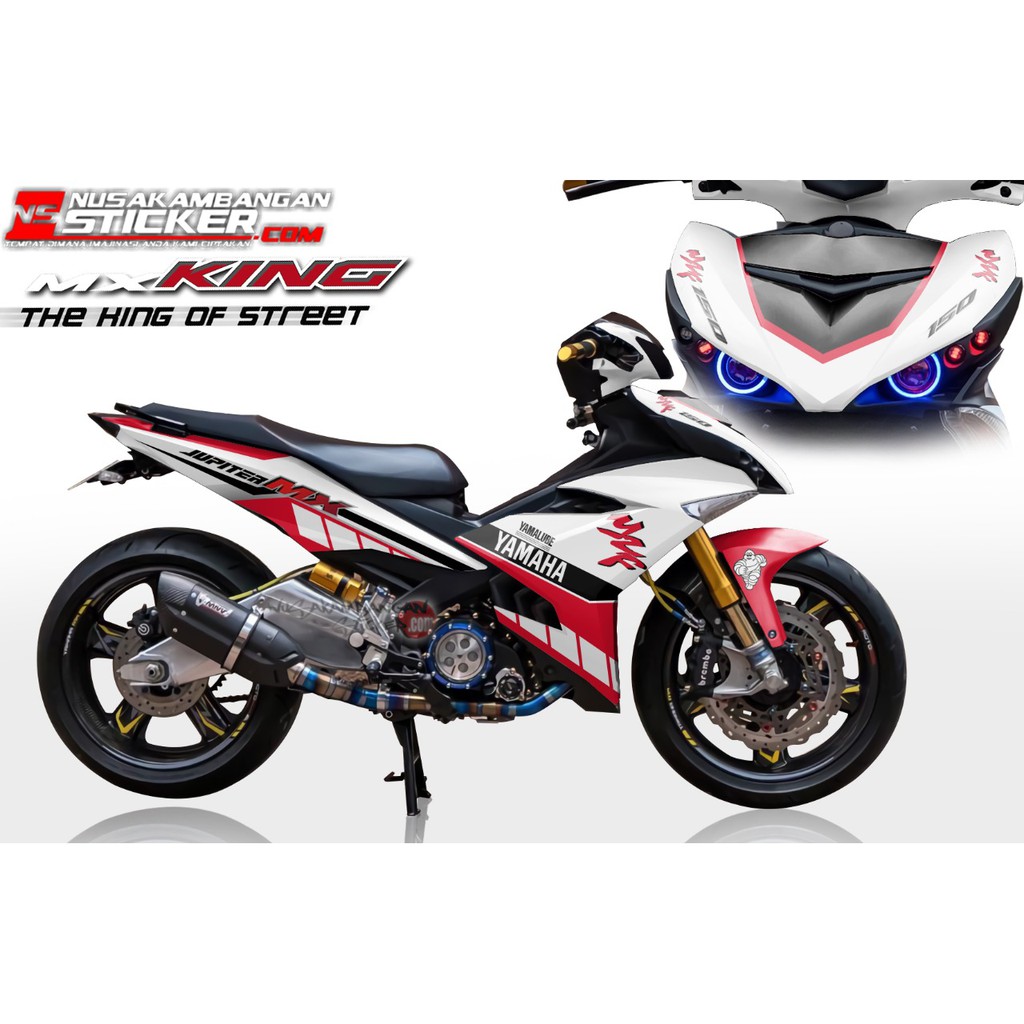 Decal Stiker Motor Yamaha Jupiter MX King 150 Full Body Kanji Merah Putih Racing Team Sticker Custom