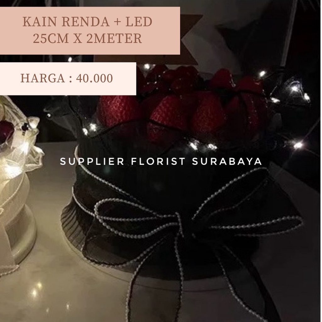 RENDA BUNGA + LED DENGAN 3 MACAM TIPE NYALA LAMPU UNTUK PEMANIS BUKET BUNGA JARING RENDA