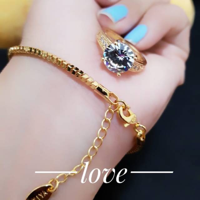 Gelang tangan italy plus cincin xuping