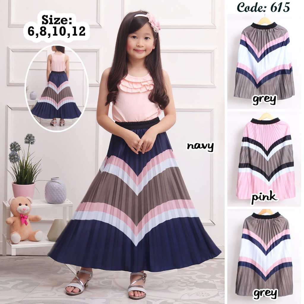 ROK PLISKET ANAK PRINTING 615 PRISKET ANAK PANJANG PLEATED SKIRT FLARE SKIRT MAYUNG FLOWY REMPEL