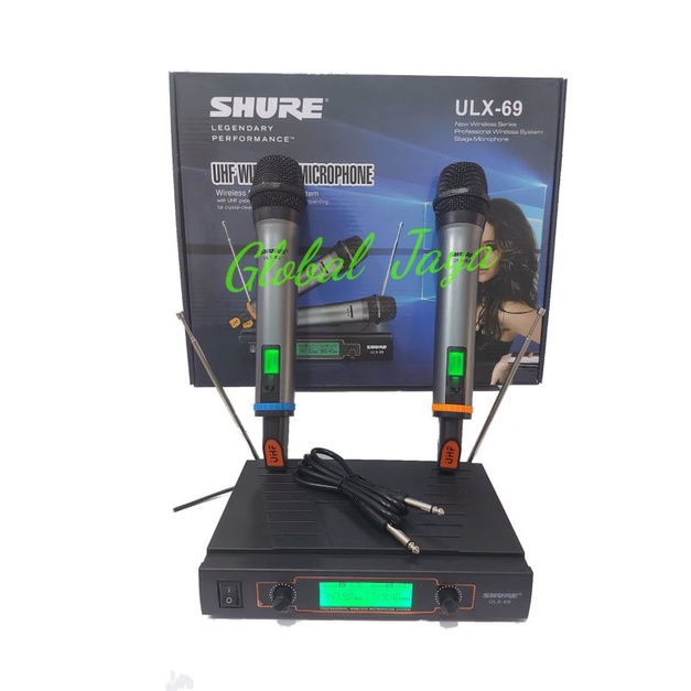 mic wireless shure ulx69 double mic handle shure ulx 69 wireless microphone mic tanpa kabel murah