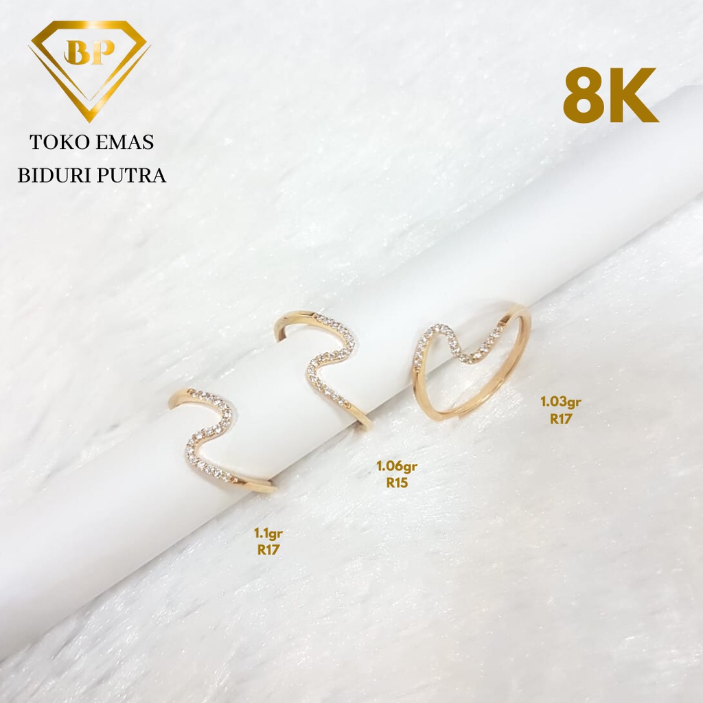 Cincin Solitaire Variasi Permata Perhiasan Emas Asli KADAR 8K/375 toko emas biduri putra