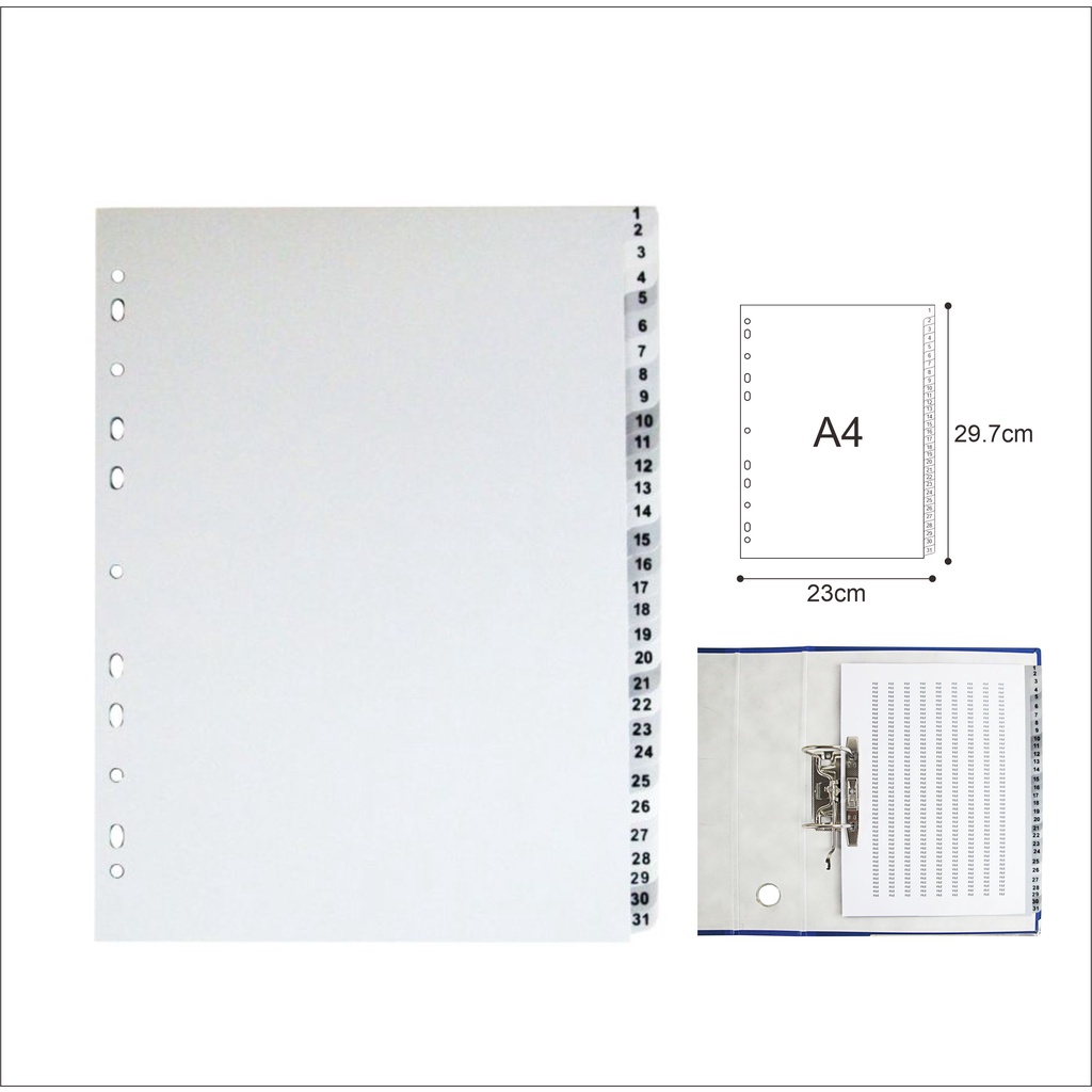 

Pembatas Binder A4 1-31 TABS / Odner Divider Index / File Divider Index EAGLE FILES