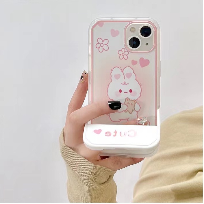 Soft Case TPU Transparan Motif Kelinci Untuk iPhone 13 13pro mini 12promax SE2020 11 Pro MAX 6S 7 8 Plus X XS XR