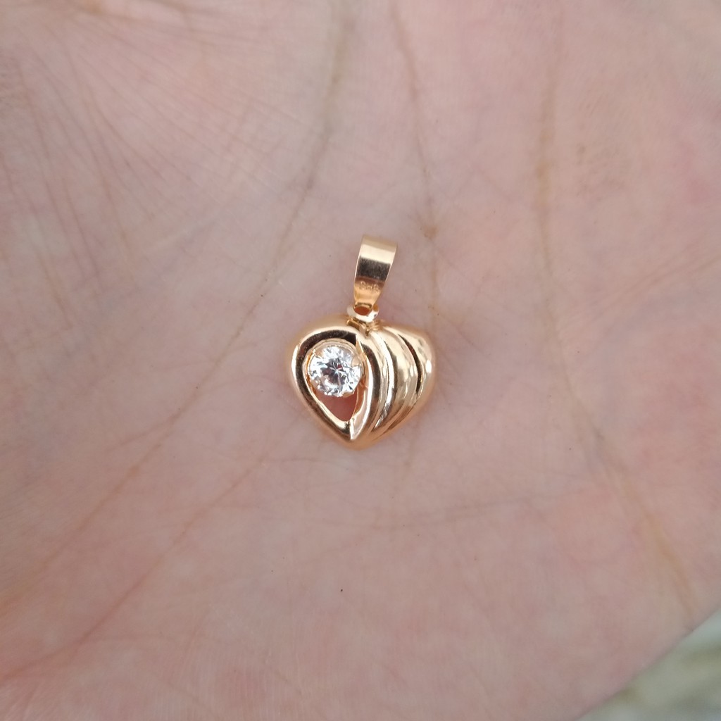 liontin kalung anak dan dewasa emas asli kadar 700 70% 16k 22 surabaya 0,5gram love kerawang hati permata putih