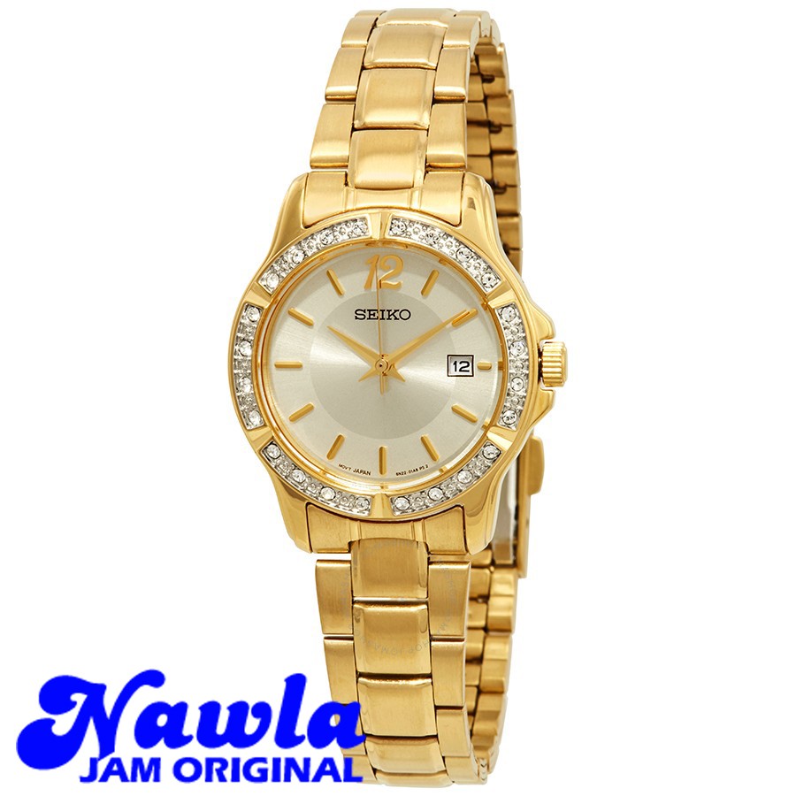 Seiko Ladies SUR714P1 Swarovski Gold Coating - Jam Tangan Wanita SUR714