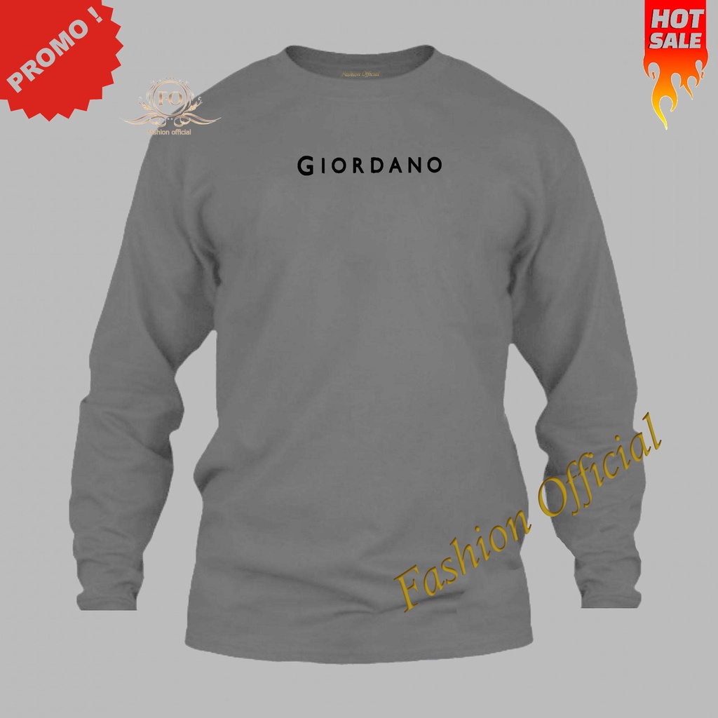 Promo Kaos Distro Giordano/ Kaos Distro Premium Giordano Lengan Panjang - Hitam