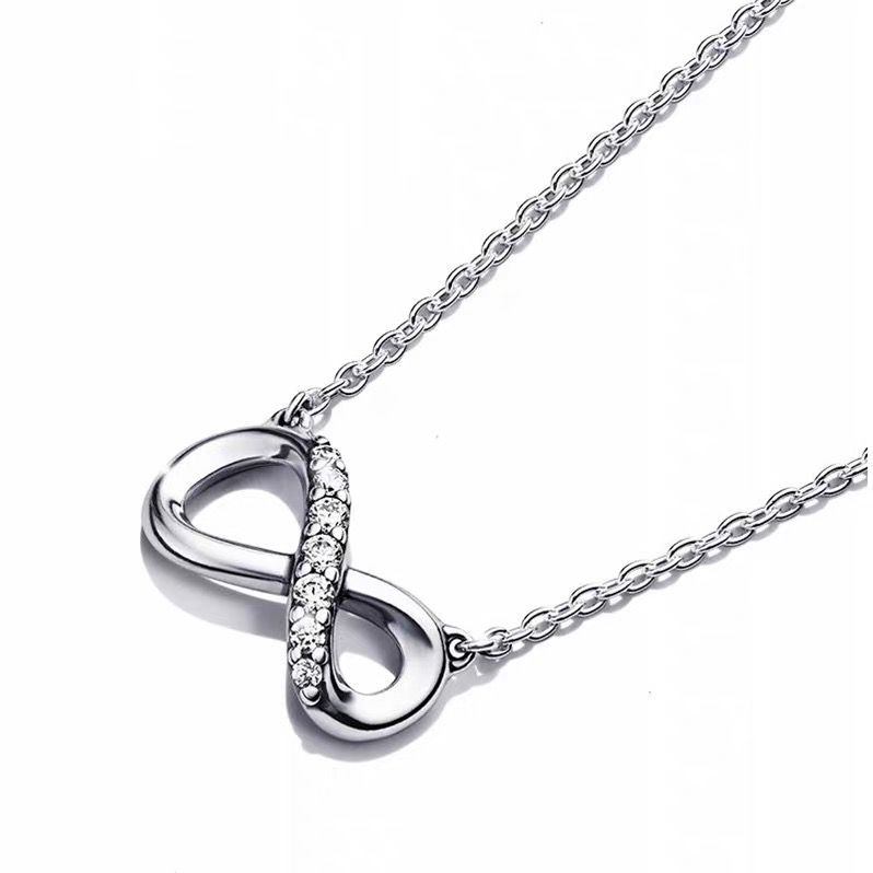 Pandora Kalung 925 Silver Micro-Set Diamond Infinity Love Pendant Untuk Wanita