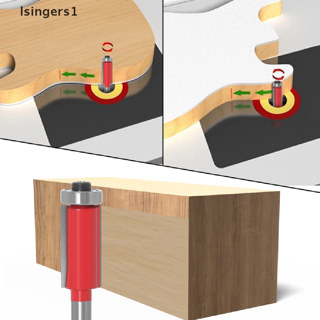 (lsingers1) Mata Profil Shank Flush Trim 6mm 1 / 4 &quot;Untuk Pengerjaan Kayu