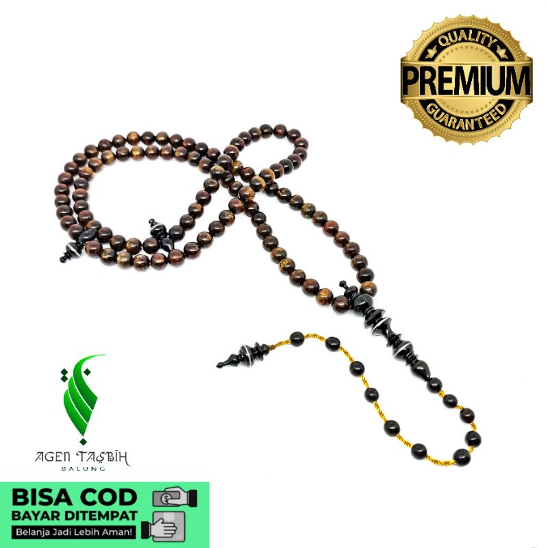 Tasbih Yuser Akar Bahar Serat Emas, Size 8mm/Tasbih Muslim 99 Butir/COD