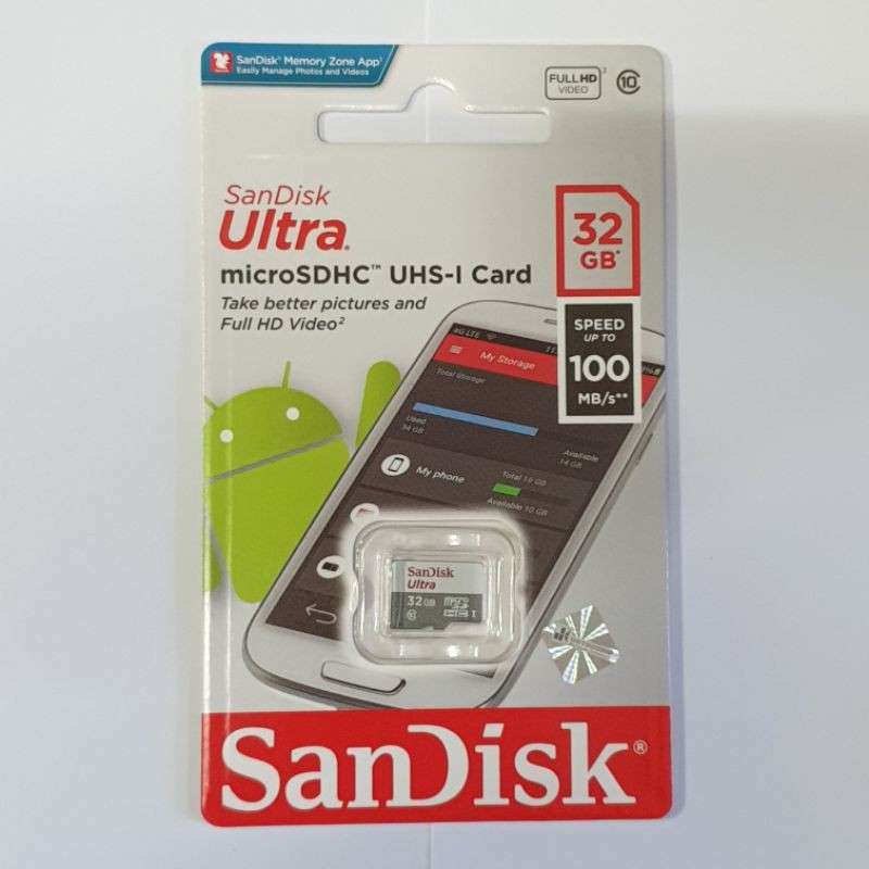 MEMORY CARD SANDISK ULTRA MICRO SDHC UHS-1 CARD 32GB SPEED UP TO 100MB/s