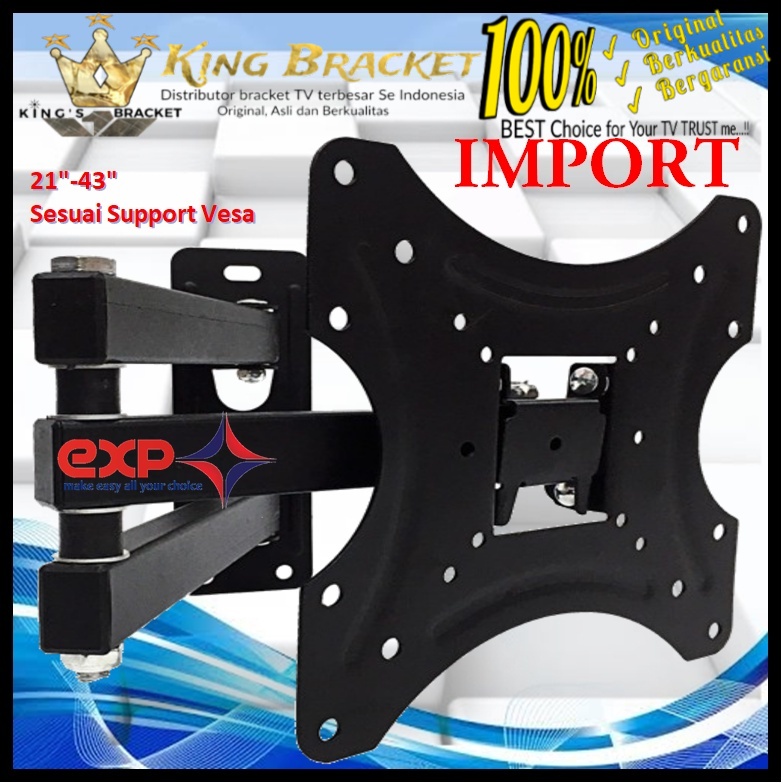 Bracket TV SHARP 14 s/d 43 inch 6 ARAH FULL BESI SUPER KOKOH GARANSI 100% ORI