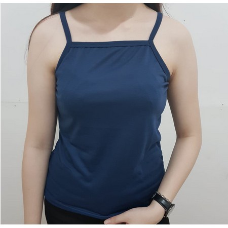 Tanktop Wanita Tali Polos Terbaru Hitam Putih Navy Gray Coksu Fit To L