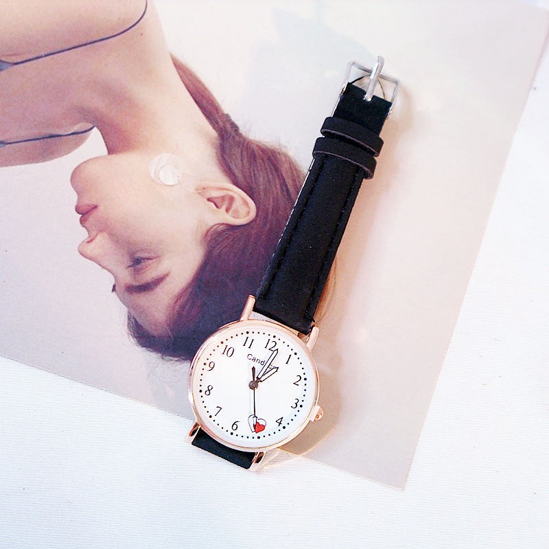 {BAYAR DI TEMPAT} Jam Tangan Love CandyCat Strap PU Casual Analog Gaya Korea Untuk Wanita Fashion