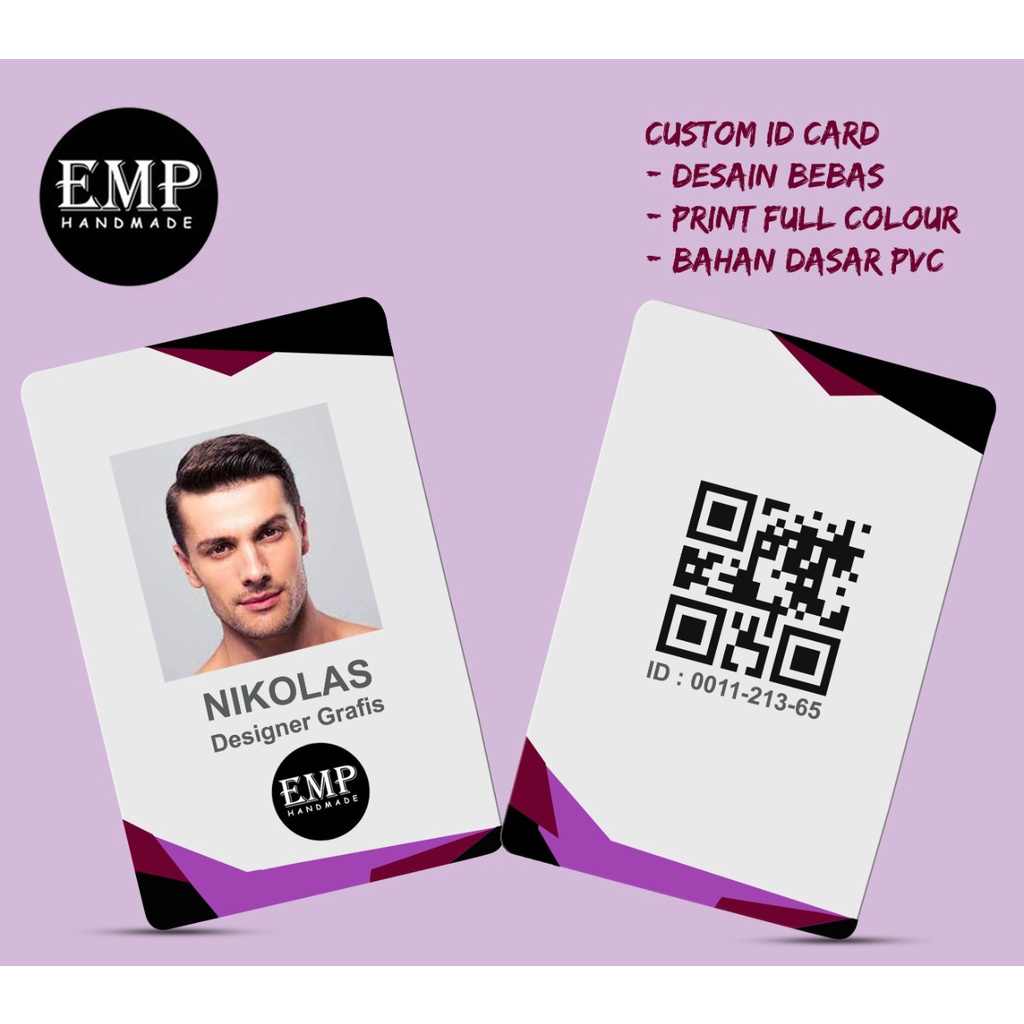 

CUSTOM ID CARD /NAME TAG 2SISI CETAK UV FULL COLOR