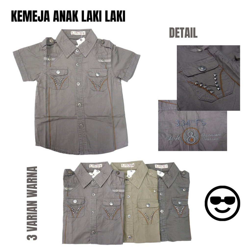 Baju Kemeja Import Anak Laki-Laki Lengan Pendek Umur 1 - 15 Tahun