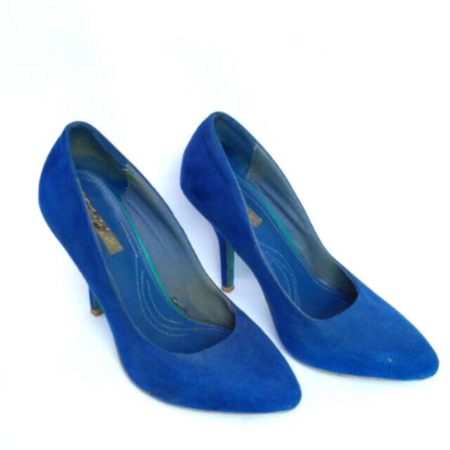 ZARA Suede Blue Heels