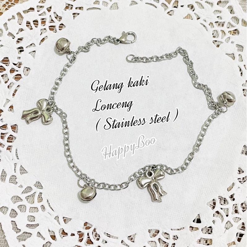 Gelang kaki lonceng stainless pita kaki sylver silver gold gelang kaki stainless steel lonceng