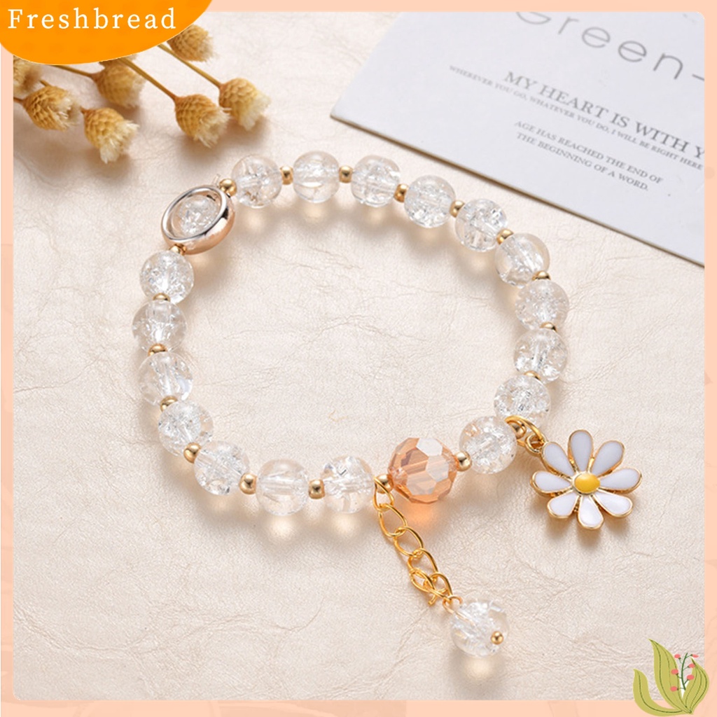 [TERLARIS]Girl Marguerite Glass Flower Dangle Beads Bangle Bracelet Jewelry Accessory for Valentine Day