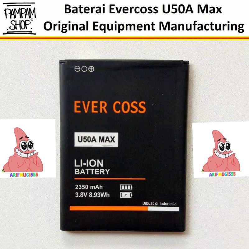 Battery Battray Batre Evercoss U50A Max Double Power Ori