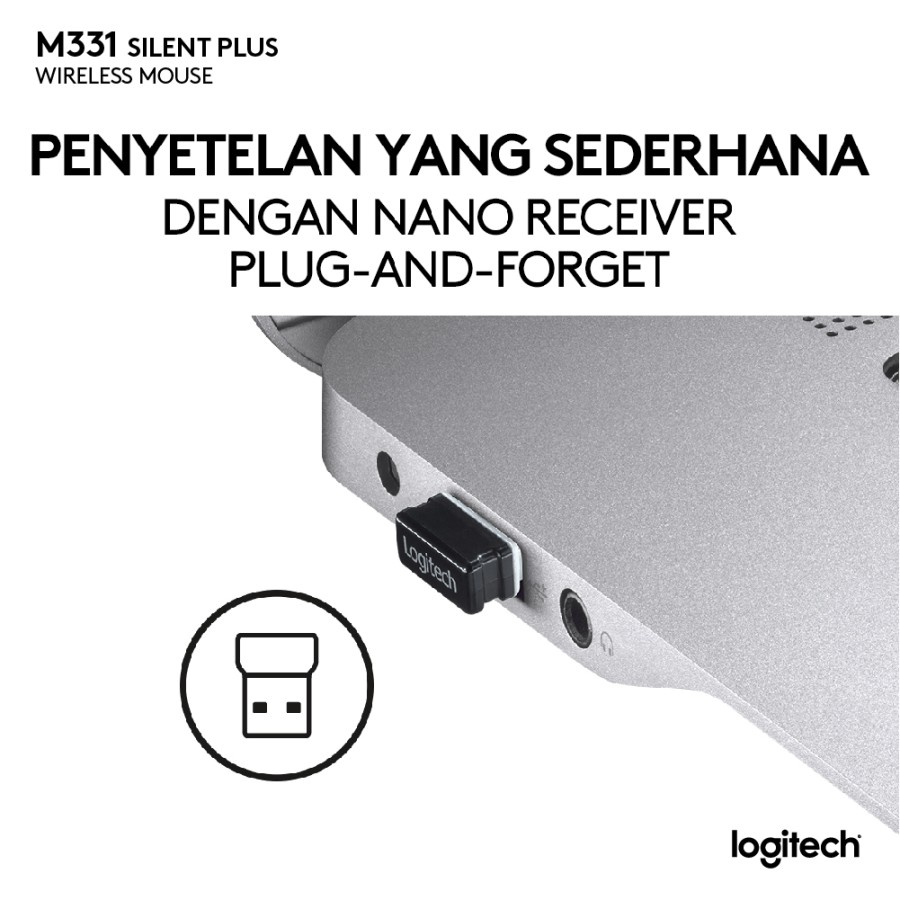 Logitech M331 Mouse Wireless Silent Click - Garansi Resmi