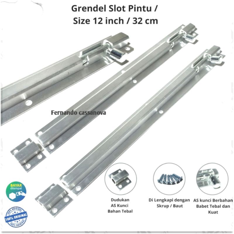 Grendel Slot Pintu Rumah Almunium 12 inchi