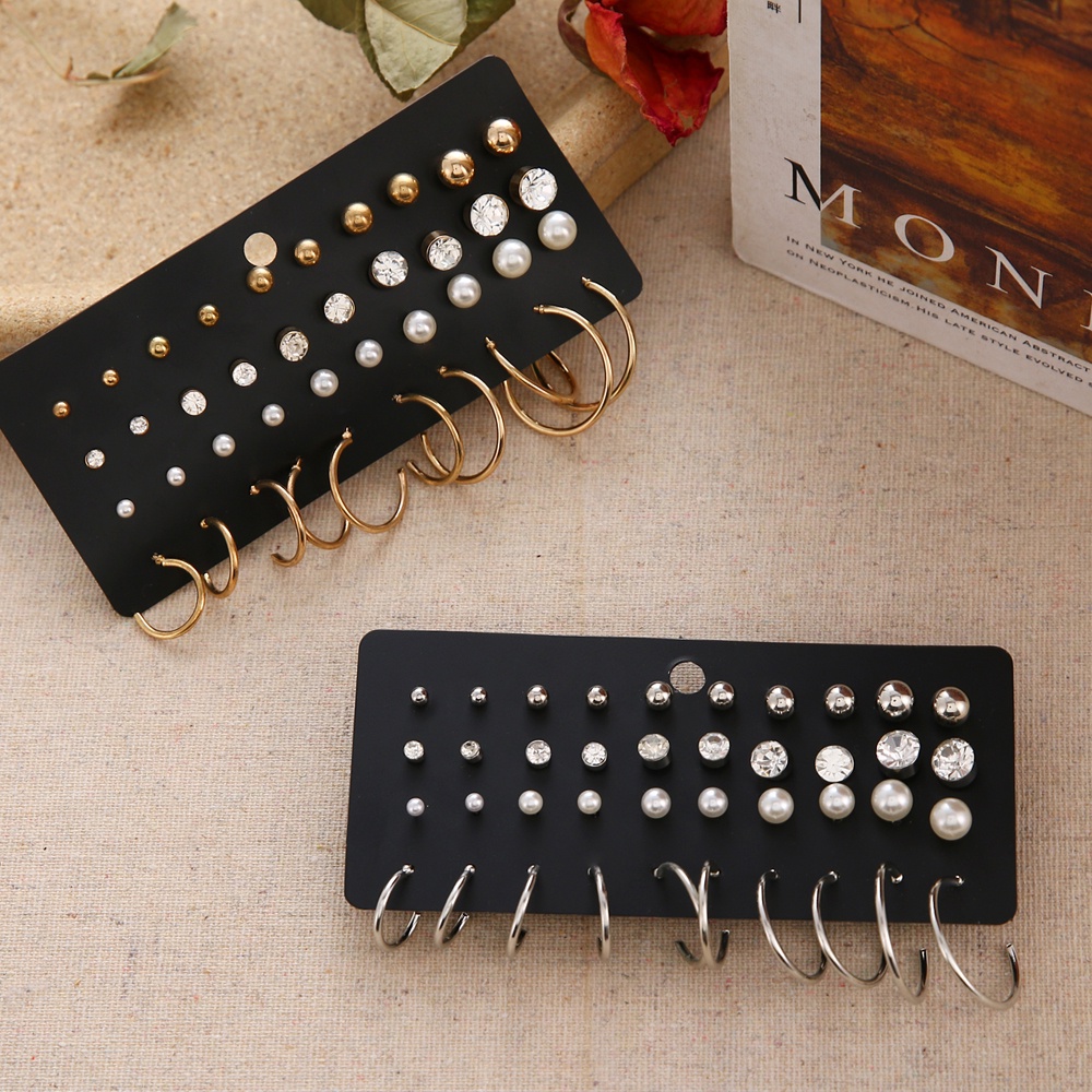 24pcs / Set Anting Stud Kecil Campuran Minimalis Gaya Korea Untuk Wanita
